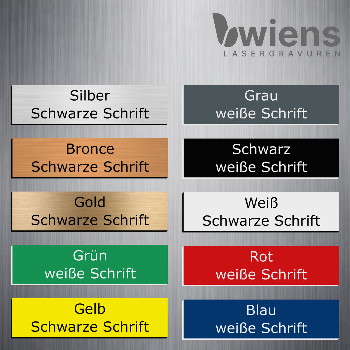 Kunststoffschild Selbstklebend 0,8mm mit Gravur | SCHMAL - Wiens3d