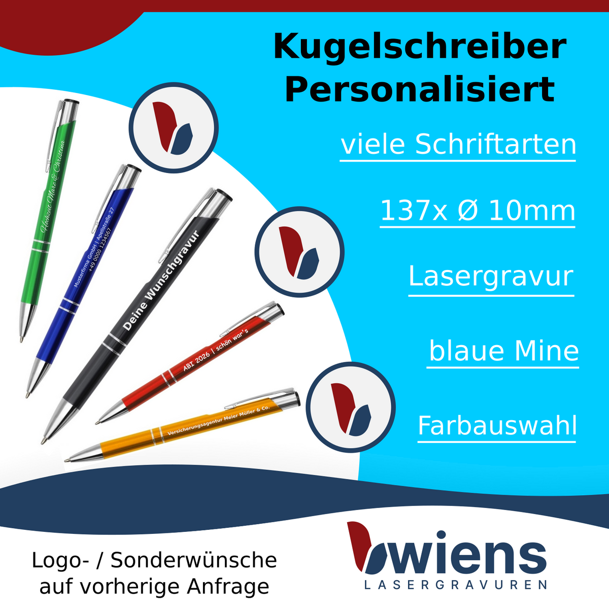 Kugelschreiber mit Logo / günstige Werbekugelschreiber - Wiens3d