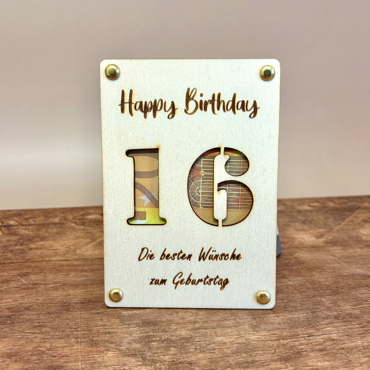 Geldgeschenk Holz | Happy Birthday Zahl - Wiens3d