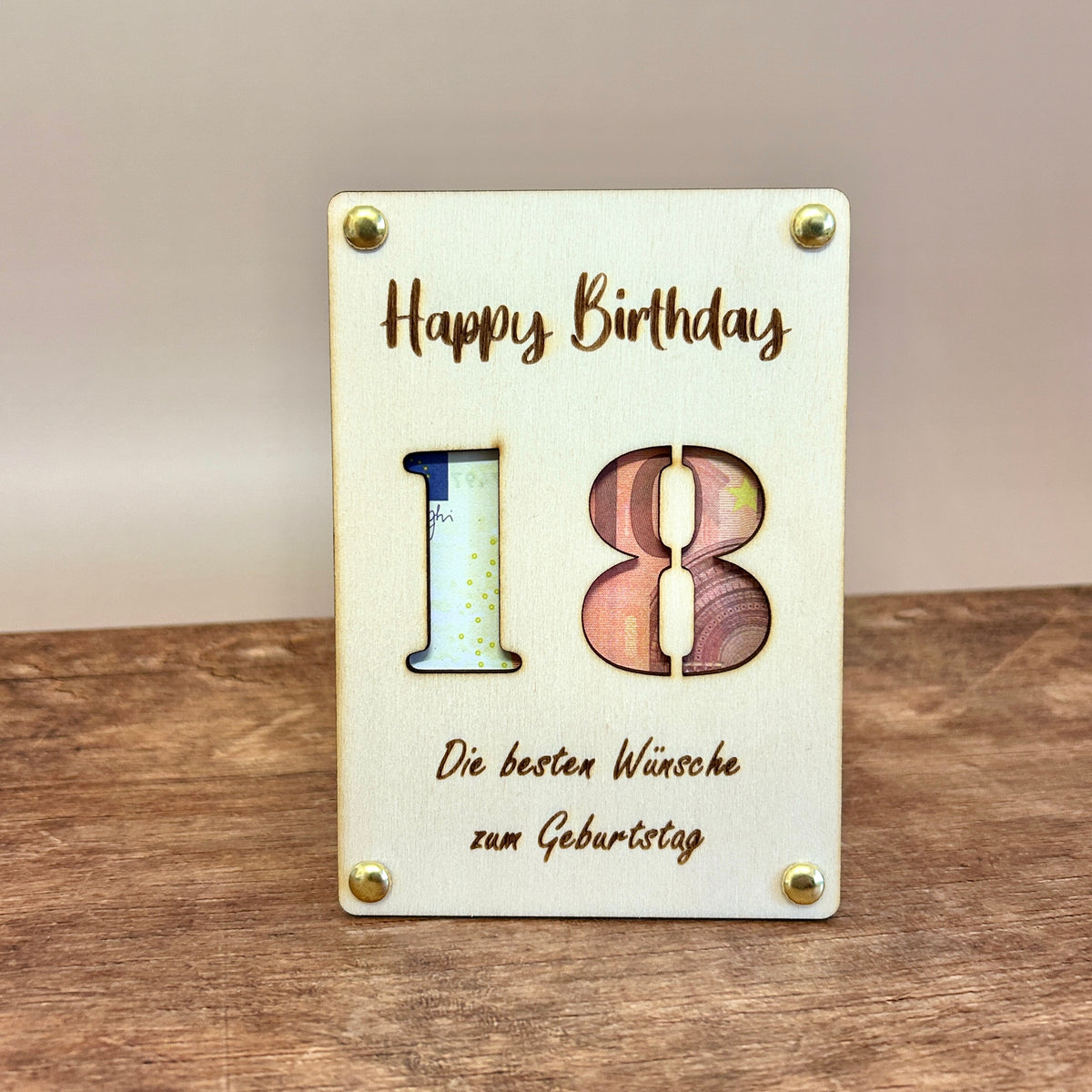 Geldgeschenk Holz | Happy Birthday Zahl - Wiens3d