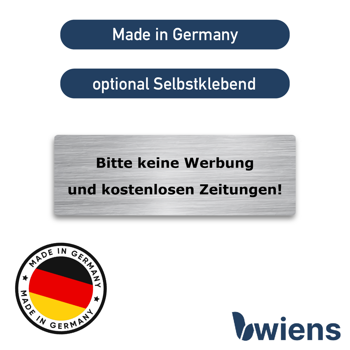 Briefkastenschild mit Gravur Edelstahl 60x20x2 mm - Wiens3d