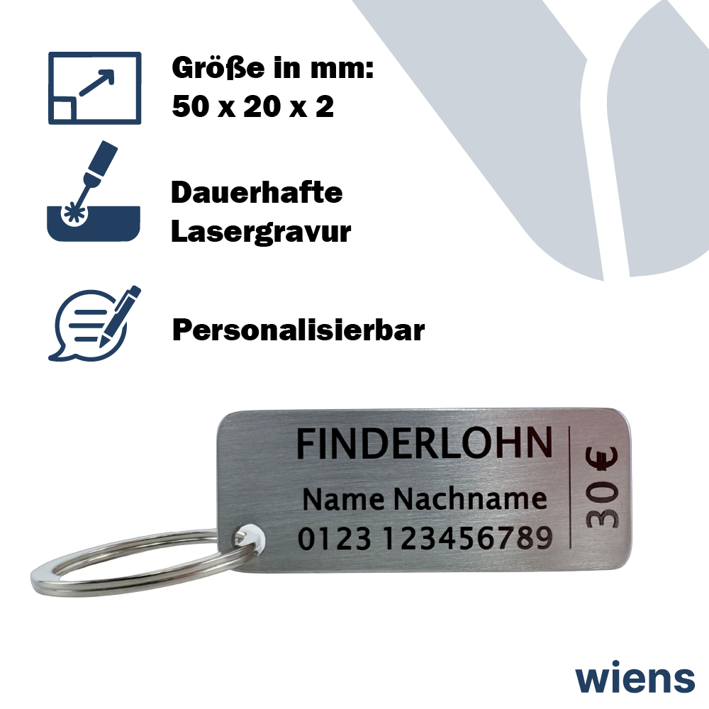Schlüsselanhänger Finderlohn Personalisierbar - Wiens3d