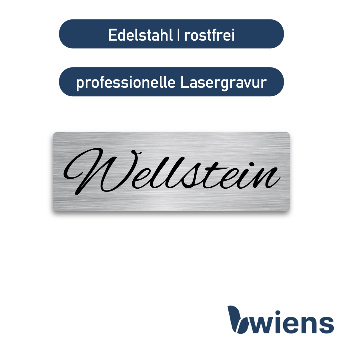 Briefkastenschild mit Gravur Edelstahl 60x20x2 mm - Wiens3d