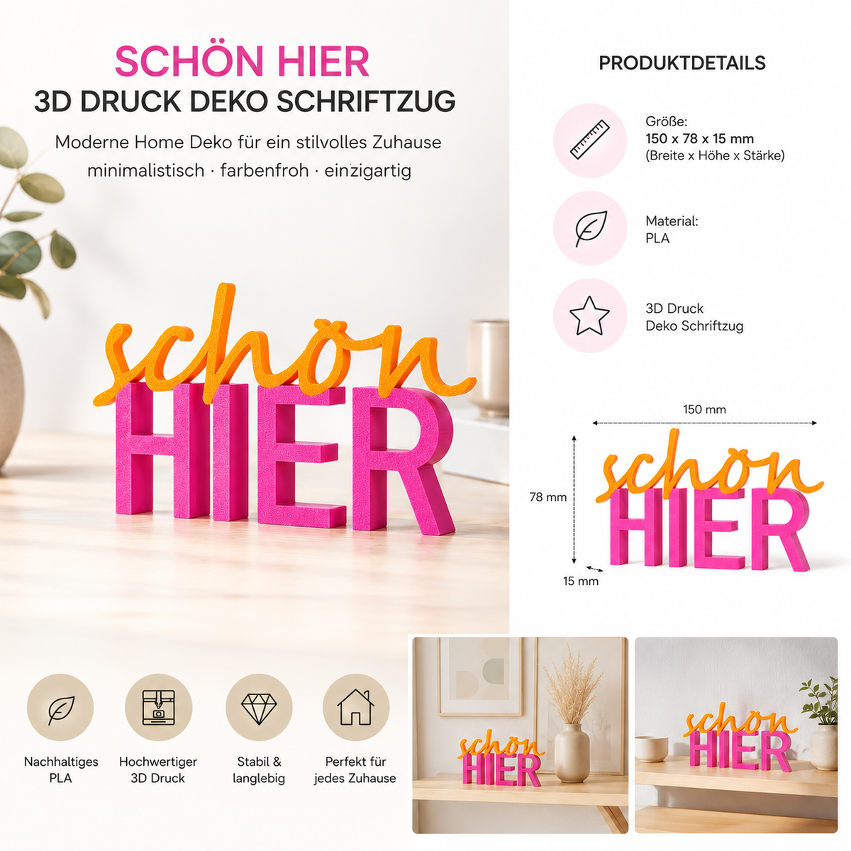 schön HIER Schriftzug Deko 3D Aufsteller - Wiens3d