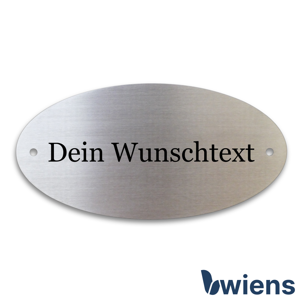 Schild aus Edelstahl Oval in 2 Größen - Wiens3d