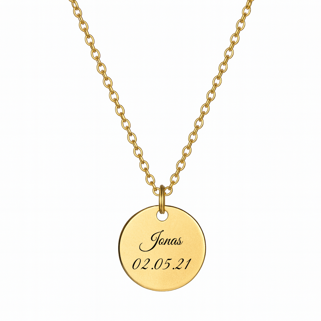 Personalisierte Edelstahl-Halskette mit Gravur – Silber oder Gold | 15mm