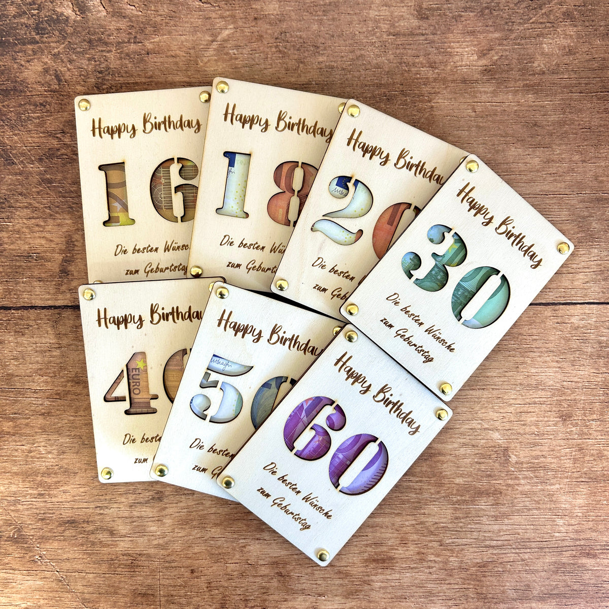 Geldgeschenk Holz | Happy Birthday Zahl - Wiens3d