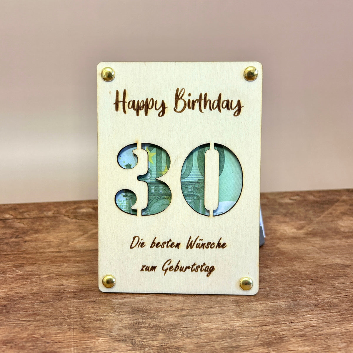 Geldgeschenk Holz | Happy Birthday Zahl - Wiens3d
