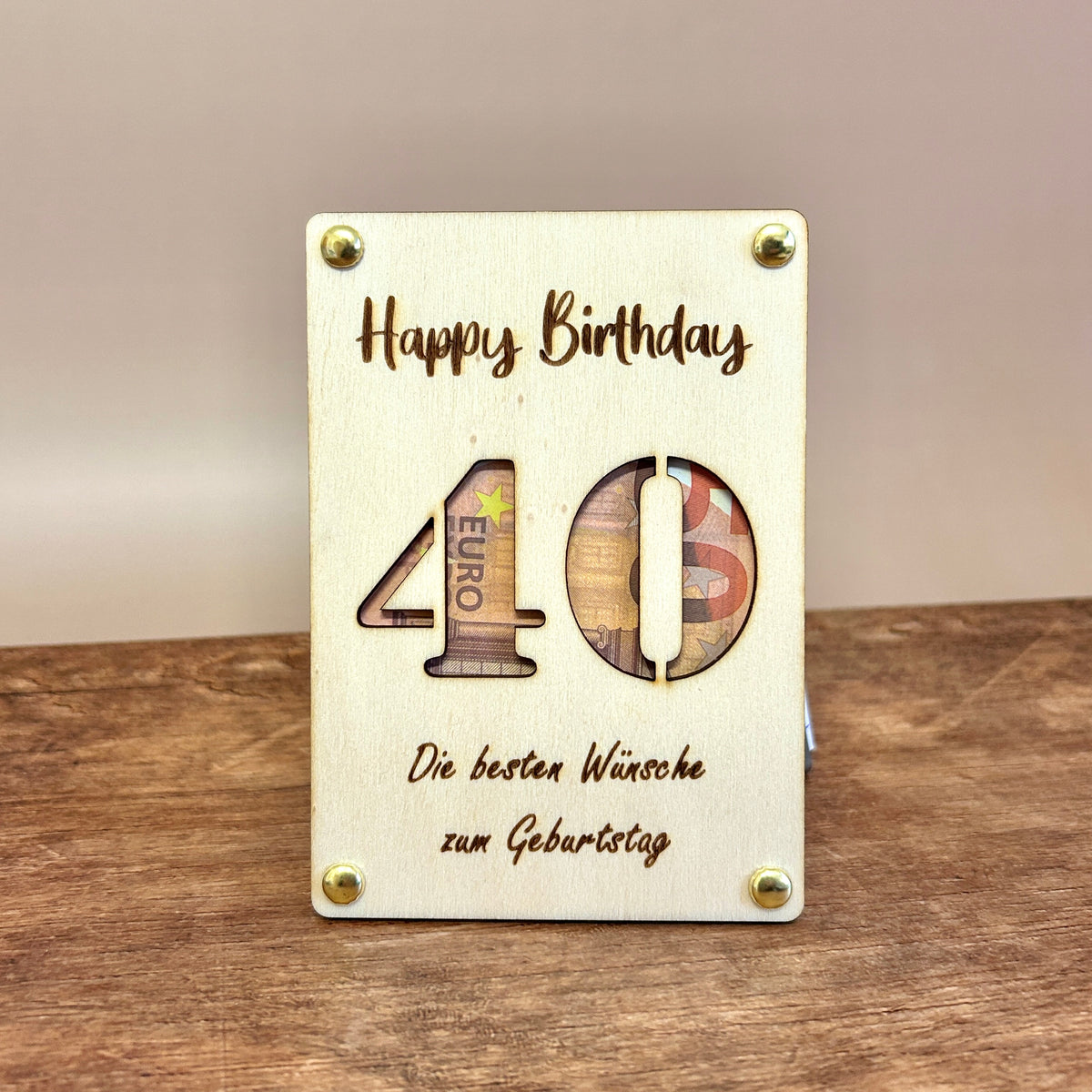 Geldgeschenk Holz | Happy Birthday Zahl - Wiens3d