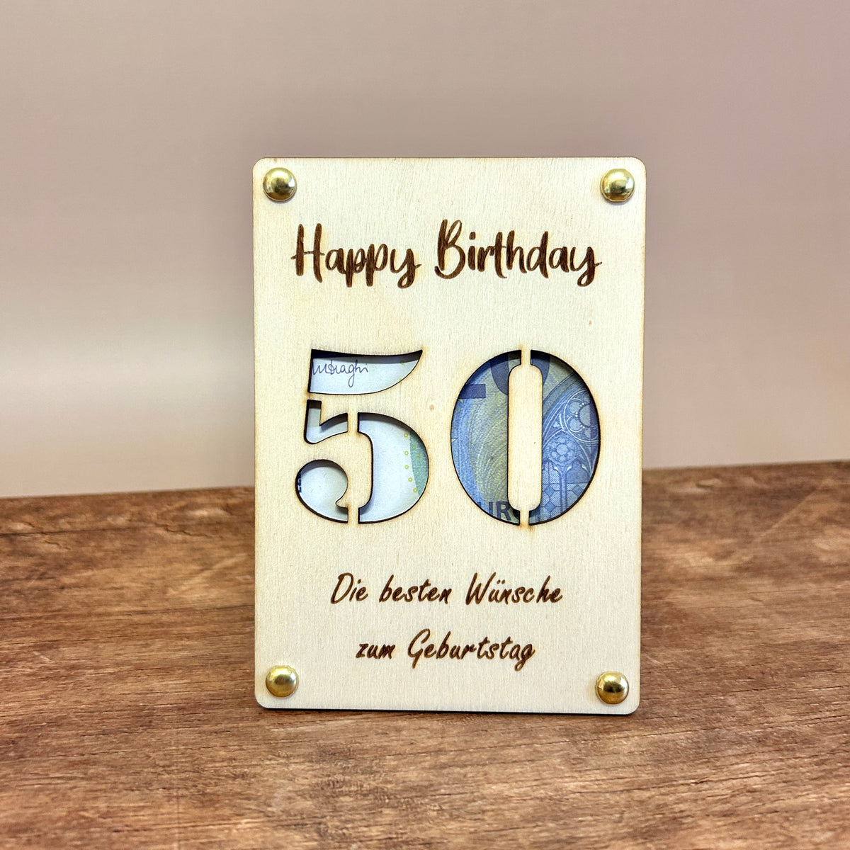 Geldgeschenk Holz | Happy Birthday Zahl - Wiens3d