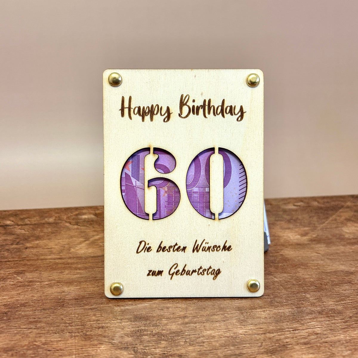 Geldgeschenk Holz | Happy Birthday Zahl - Wiens3d