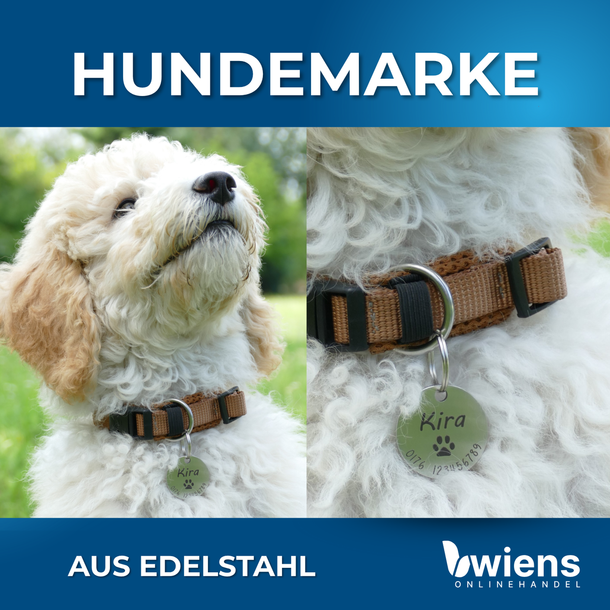 Hundemarke mit Gravur 23mm / 30mm - Wiens3d