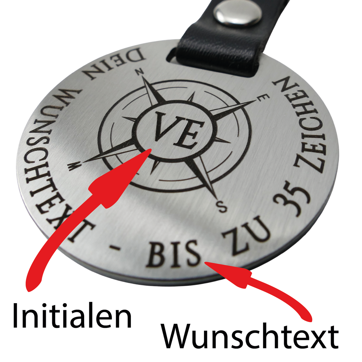Schlüsselanhänger Windrose | Initialen + Wunschtext - Wiens3d