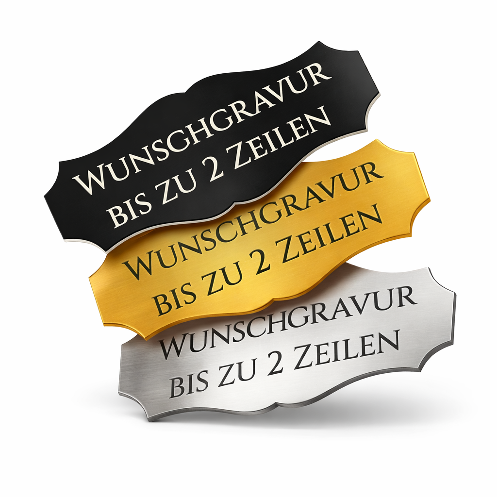 Kunststoffschild Selbstklebend 0,8mm mit Gravur | GESCHWUNGEN - Wiens3d