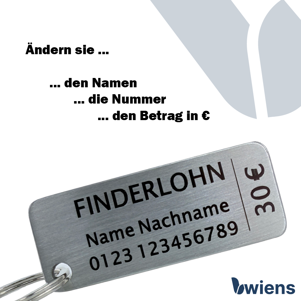 Schlüsselanhänger Finderlohn Personalisierbar - Wiens3d